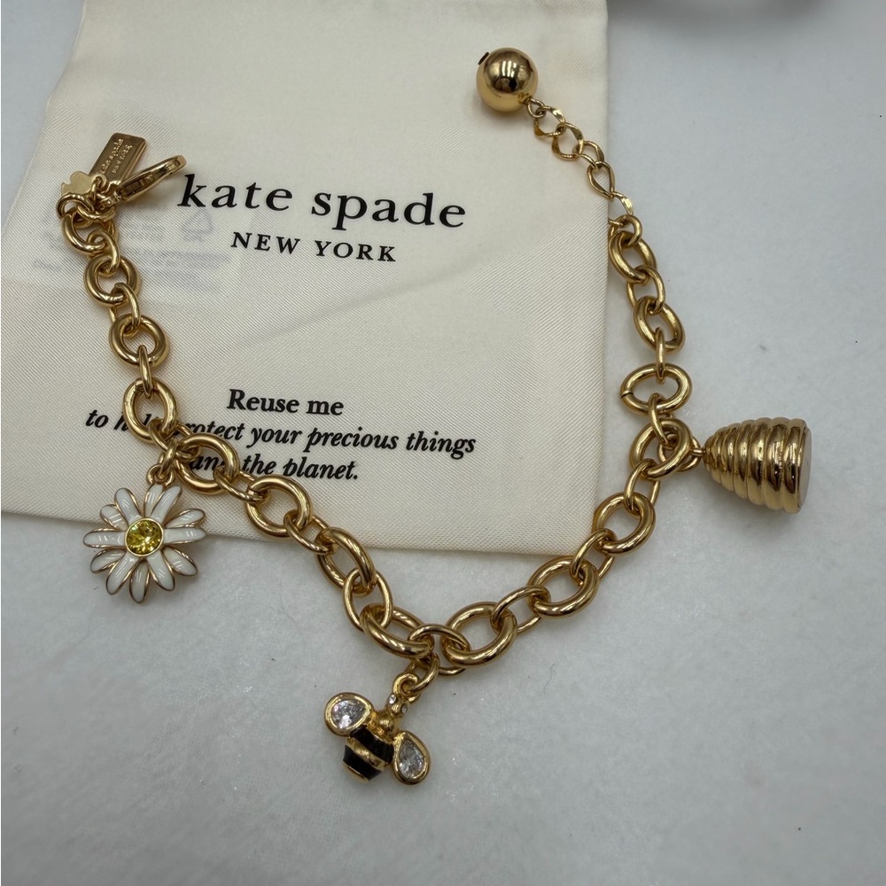 Kate Spade Bees Charm Gold Bracelet #448BR